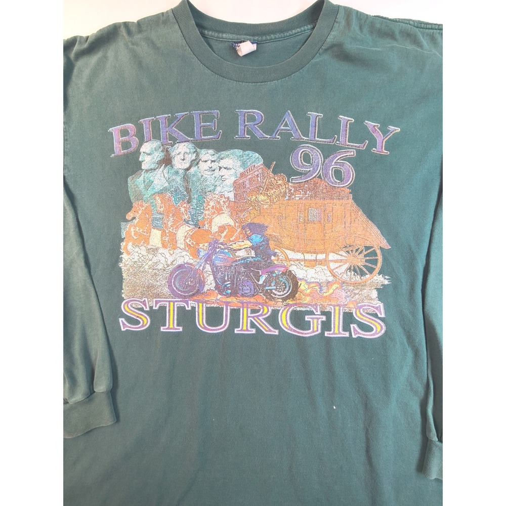 Vintage 1996 Sturgis Bike Rally 56th Annual Long Sleeve 2XL Mens Shirt‎ Green